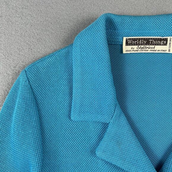 Worldly Things By Styltricot Knit Blazer Jacket Women’s 40 Light Blue Collared‎ - Picture 4 of 16